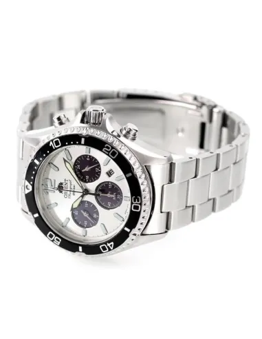 Orient Kamasu Panda Solar RA-TX0203S Chronograph 42.8mm 200m WR Solar Powered sapphire crystal stainless steel bracelet divers m