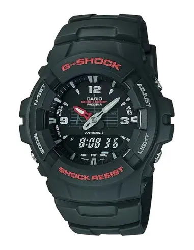 reloj deportivo hombre Casio G-Shock G100-1B 200m WR LED Hora Dual Resistencia a los Golpes anti-magnético alarma