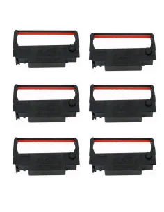 6 Cintas de tinta Compatibles para Epson ERC38 / ERC34 / ERC30 Negra / Roja Cinta Matricial C43S015376 ERC-38, ERC-34, ERC-30 2