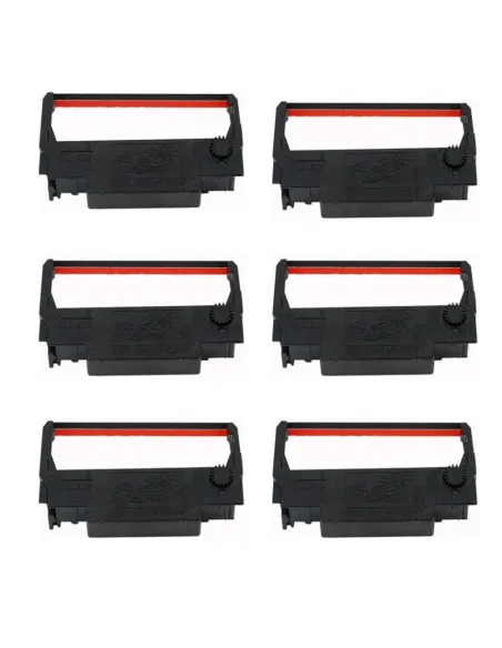 6 Cintas de tinta Compatibles para Epson ERC38 / ERC34 / ERC30 Negra / Roja Cinta Matricial C43S015376 ERC-38, ERC-34, ERC-30