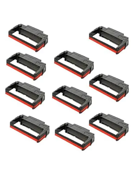 10 Cintas de tinta Compatibles para Epson ERC38 / ERC34 / ERC30 Negra / Roja Cinta Matricial C43S015376 ERC-38, ERC-34, ERC-30