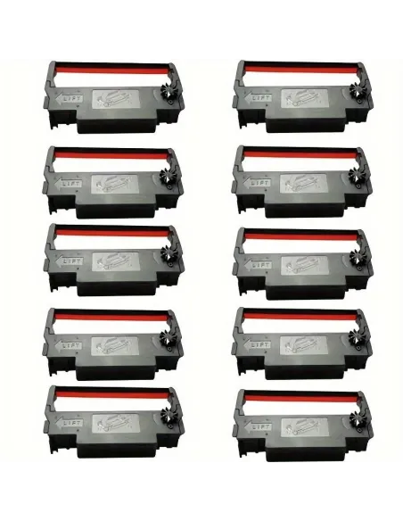 10 Cintas de tinta Compatibles para Epson ERC38 / ERC34 / ERC30 Negra / Roja Cinta Matricial C43S015376 ERC-38, ERC-34, ERC-30