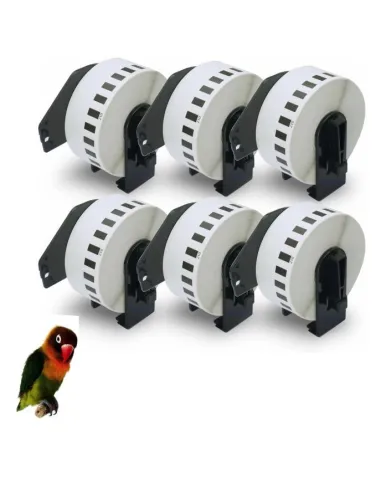 6 x  BROTHER DK22210 BLANCA CINTA CONTINUA DE PAPEL TERMICO COMPATIBLE DK-22210
