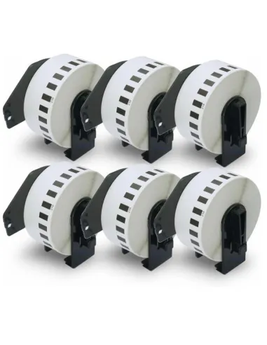 6 x  BROTHER DK22210 BLANCA CINTA CONTINUA DE PAPEL TERMICO COMPATIBLE DK-22210