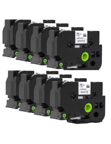 10 cintas Compatible para Brother TZe261 / TZ261 Cinta Laminada de Etiquetas