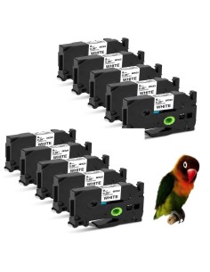 10 cintas para BROTHER TZE-221 NEGRO / BLANCO CINTA ROTULADORA GENERICA TZ-221