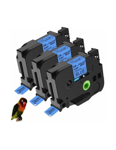 Compatible Brother TZe551 / TZ551 Cinta Laminada de Etiquetas - Texto negro sobre fondo azul - Ancho 24mm x 8 metros