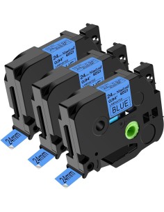 Compatible Brother TZe551 / TZ551 Cinta Laminada de Etiquetas - Texto negro sobre fondo azul - Ancho 24mm x 8 metros