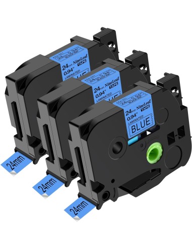 Compatible Brother TZe551 / TZ551 Cinta Laminada de Etiquetas - Texto negro sobre fondo azul - Ancho 24mm x 8 metros