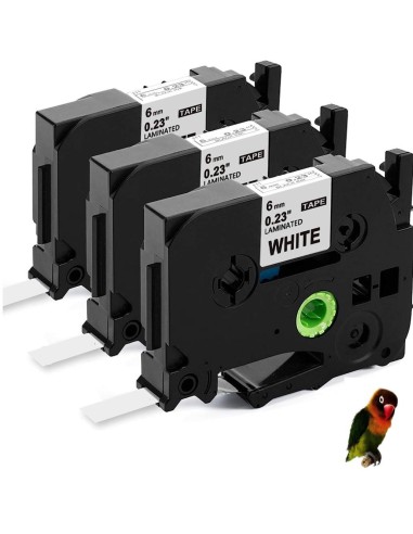3 Cintas Rotuladoras BROTHER TZE-211 Negro / BLANCO TZ-211 Compatible