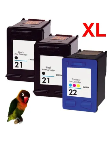 3 tintas comp. 2 HP 21XL + HP 22XL