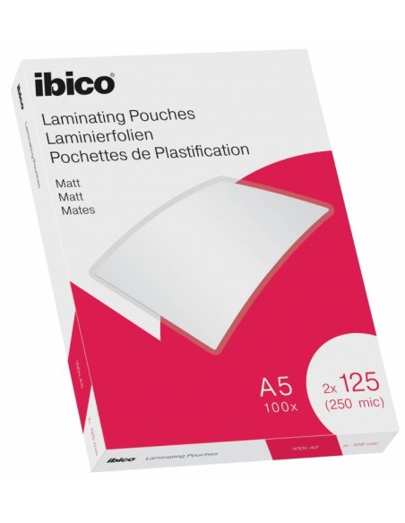 Ibico Mate A5 250 Micras Carteras de Plastificar - Superficie Mate - Plastifica Papel, Fotos, Tarjetas de Visita - Transparente