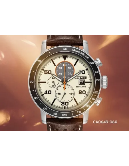 Reloj hombre Citizen Ecodrive Brycen CA0649-06X dial beige 44mm correa de cuero 100m WR