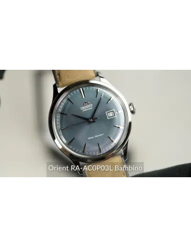 reloj automático hombre Orient Bambino RA-AC0P03L 42mm correa de cuero (acepta cuerda manual)