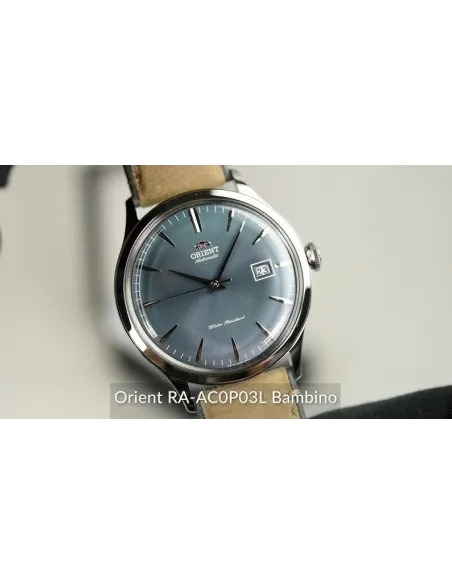 reloj automático hombre Orient Bambino RA-AC0P03L 42mm correa de cuero (acepta cuerda manual)