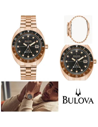 reloj automático hombre Bulova  Automatic Oceanographer Devil Diver GMT 97B215 41mm 200m WR cristal de zafiro