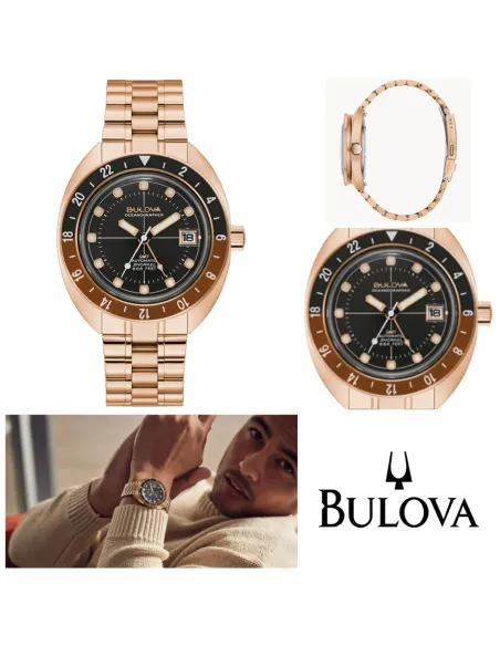 reloj automático hombre Bulova  Automatic Oceanographer Devil Diver GMT 97B215 41mm 200m WR cristal de zafiro