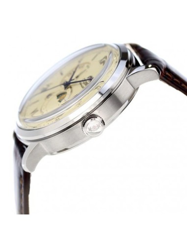 Orient Bambino Sun & Moon RA-AK0803Y 41.5mm dial beige correa de cuero (admite cuerda manual)