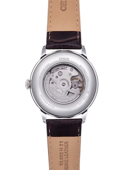 Orient Bambino Sun & Moon RA-AK0803Y 41.5mm dial beige correa de cuero (admite cuerda manual)