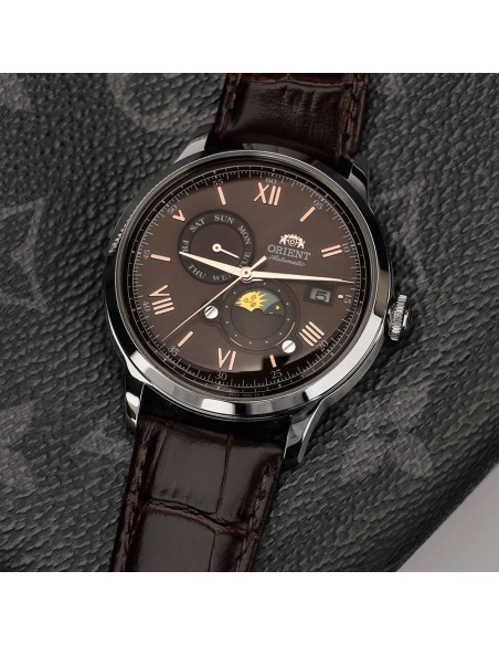 Orient Bambino RA-AK0804Y 41.5mm correa de cuero (admite cuerda manual)