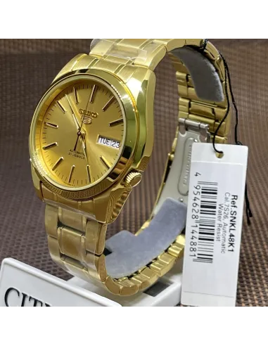 reloj unisex automático Seiko 5 SNKL48K1 38mm 30m WR correa de acero Calibre 7S26