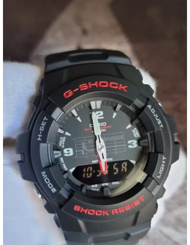 reloj deportivo hombre Casio G-Shock G100-1B 200m WR LED Hora Dual Resistencia a los Golpes anti-magnético alarma