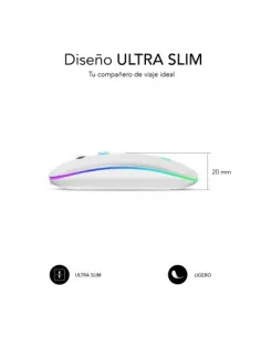 Ratón LED Dual Flat Mouse - Conexión Dual - Silent Click - Iluminación LED en 7 colores 2