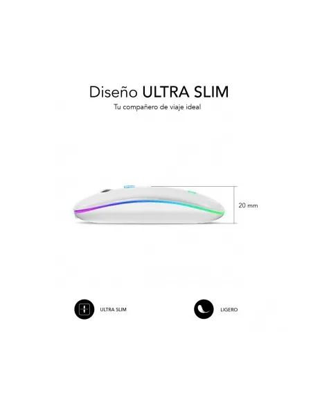 Ratón LED Dual Flat Mouse - Conexión Dual - Silent Click - Iluminación LED en 7 colores