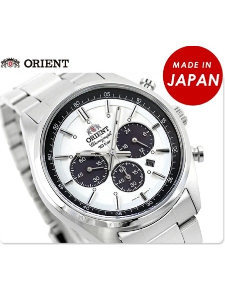 Reloj hombre solar Orient Japan Edition Neo 70's Solar Chronograph Panda WV0041TX Made In Japan Milky White JDM
