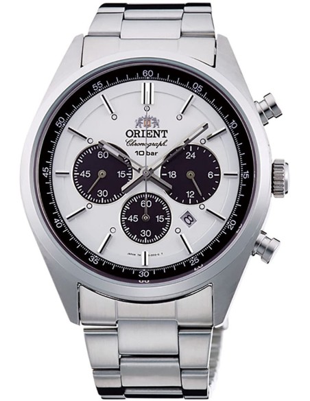 Reloj hombre solar Orient Japan Edition Neo 70's Solar Chronograph Panda WV0041TX Made In Japan Milky White JDM