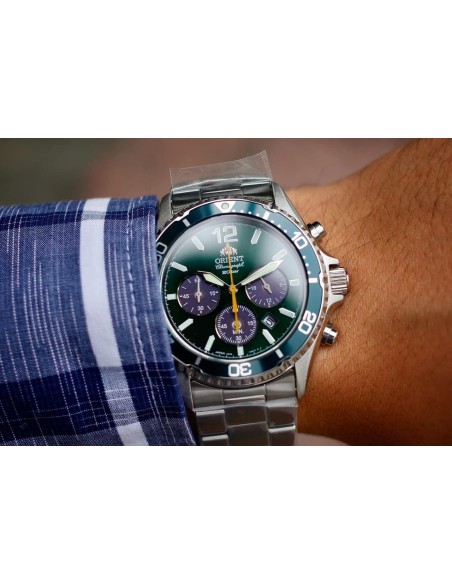 Orient Mako Sports Solar Chronograph RN-TX0204E JDM 42MM 100M WR cristal de zafiro