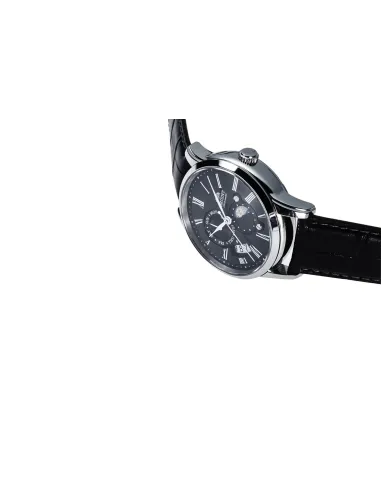 reloj automático hombre Orient Sun & Moon RA-AK0010B dial negro 42.5mm Cristal Zafiro correa cuero 50m