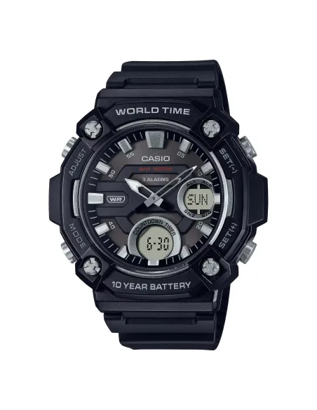 Reloj deportivo hombre Casio AEQ-120W-1AV 52.2mm 100m WR 3 alarmas Hora Mundial 10 años batería