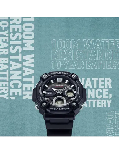 Reloj deportivo hombre Casio AEQ-120W-1AV 52.2mm 100m WR 3 alarmas Hora Mundial 10 años batería