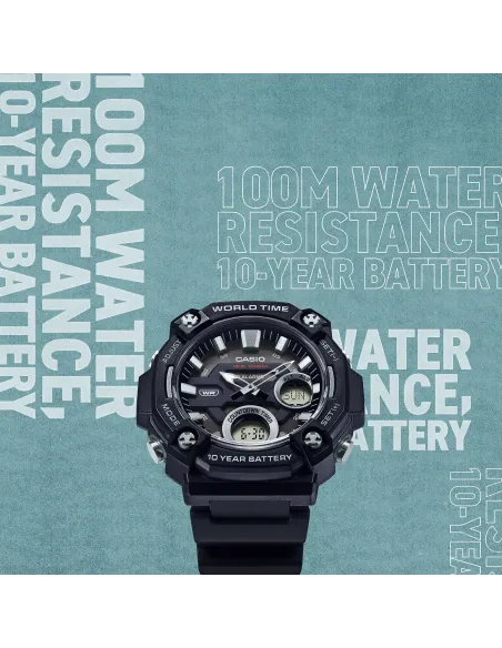 Reloj deportivo hombre Casio AEQ-120W-1AV 52.2mm 100m WR 3 alarmas Hora Mundial 10 años batería