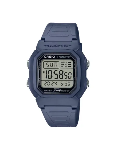 Reloj digital unisex clásico Casio  W-800H-2AV 100m WR 10 años batería Hora Mundial Hora Dual Illuminator