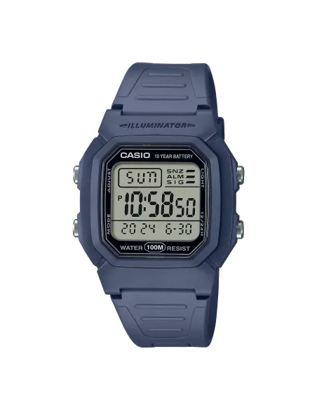 Reloj digital unisex clásico Casio  W-800H-2AV 100m WR 10 años batería Hora Mundial Hora Dual Illuminator