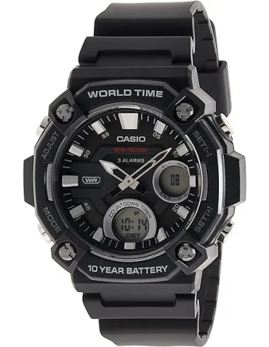 Reloj deportivo hombre Casio AEQ-120W-1AV 52.2mm 100m WR 3 alarmas Hora Mundial 10 años batería