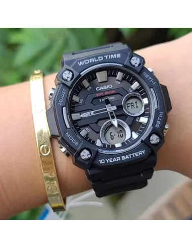 Reloj deportivo hombre Casio AEQ-120W-1AV 52.2mm 100m WR 3 alarmas Hora Mundial 10 años batería