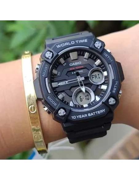 Reloj deportivo hombre Casio AEQ-120W-1AV 52.2mm 100m WR 3 alarmas Hora Mundial 10 años batería