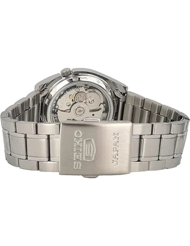 reloj automático hombre Seiko 5 SNKK17J1 38mm Hecho en Japón dial negro  correa de acero calibre 7S26