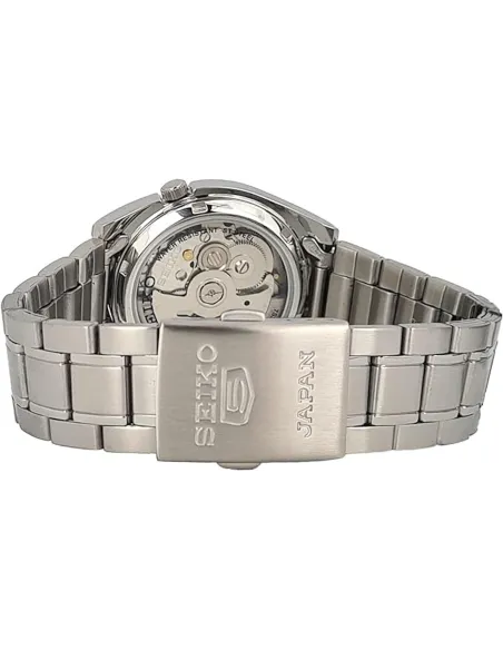 reloj automático hombre Seiko 5 SNKK17J1 38mm Hecho en Japón dial negro  correa de acero calibre 7S26