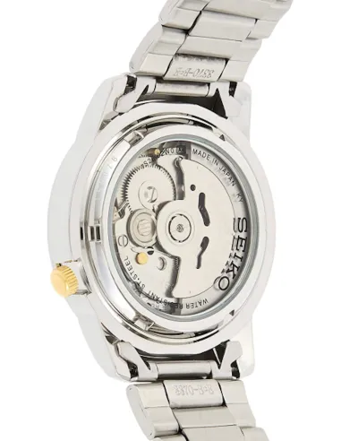 reloj automático hombre Seiko 5 SNKK17J1 38mm Hecho en Japón dial negro  correa de acero calibre 7S26