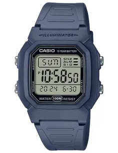 Reloj digital unisex clásico Casio  W-800H-2AV 100m WR 10 años batería Hora Mundial Hora Dual Illuminator 2