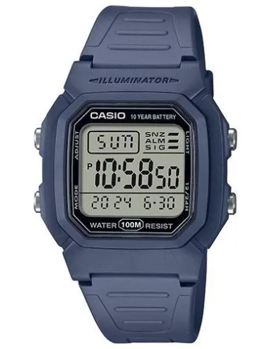 Reloj digital unisex clásico Casio  W-800H-2AV 100m WR 10 años batería Hora Mundial Hora Dual Illuminator
