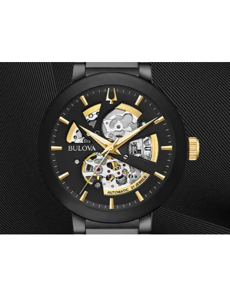 Reloj automático hombre Bulova Futuro Modern 98A203 41mm correa de acero PVD 30m WR