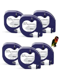 copy of cinta Compatible Dymo LetraTag Texto negro sobre fondo metalico  91208