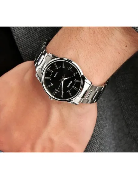 reloj clásico hombre Casio MTP-1303PD-1A 40mm 50m WR  correa de acero Cierre de triple pliegue