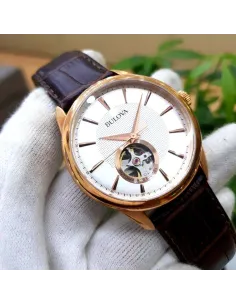 reloj automático hombre Bulova Classic Openheart 97A133 41mm correa de cuero 2