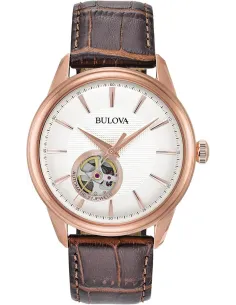 reloj automático hombre Bulova Classic Openheart 97A133 41mm correa de cuero